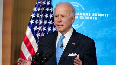 President Joe Biden speaks to the virtual Leaders Summit on Climate, from the East Room of the White House, Friday, April 23, 2021, in Washington. (AP Photo/Evan Vucci) ..